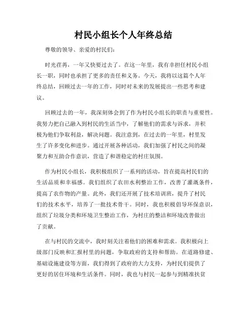 村民小组长个人年终总结