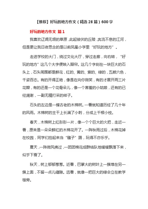 【推荐】好玩的地方作文(精选28篇)600字