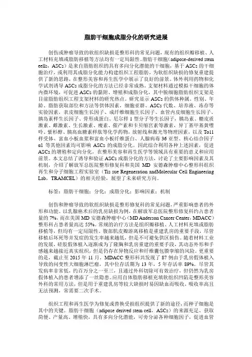 脂肪干细胞成脂分化的研究进展