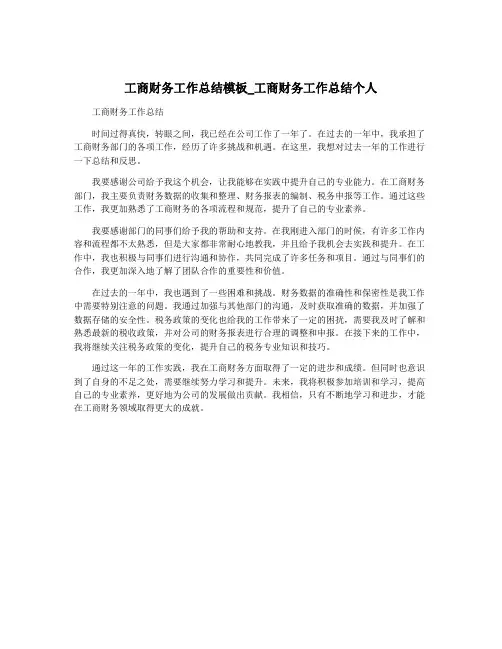 工商财务工作总结模板_工商财务工作总结个人