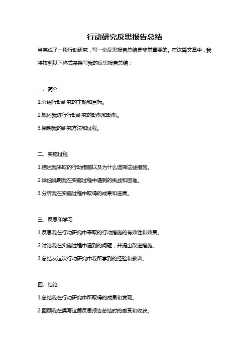 行动研究反思报告总结