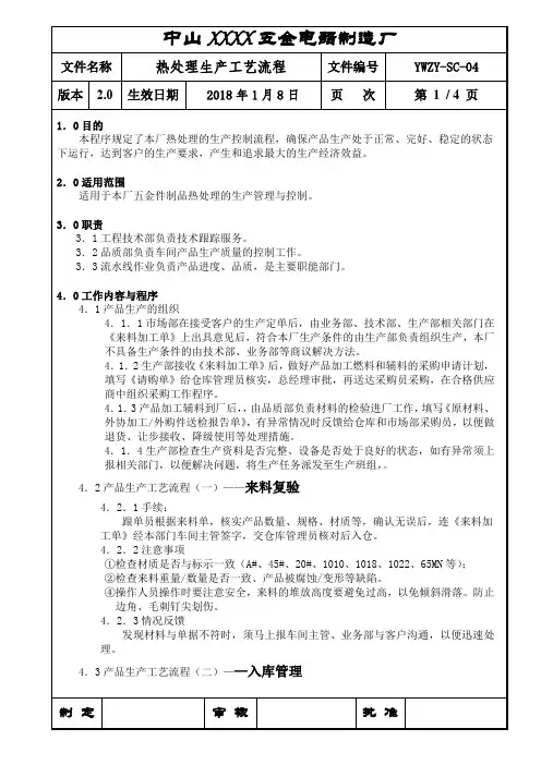 热处理生产工艺流程