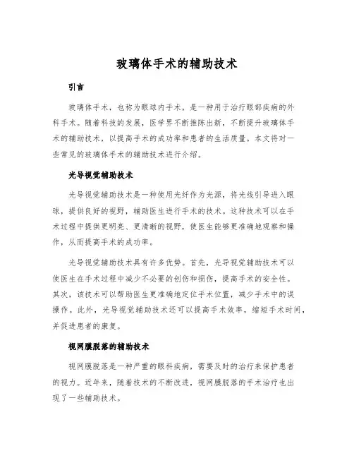 玻璃体手术的辅助技术