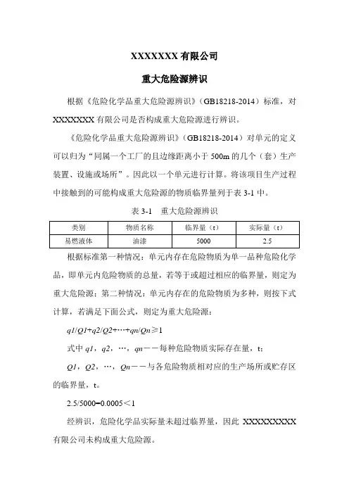重大危险源辨识样例