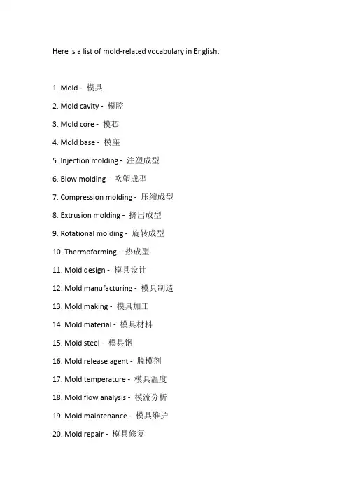 模具专业英语词汇