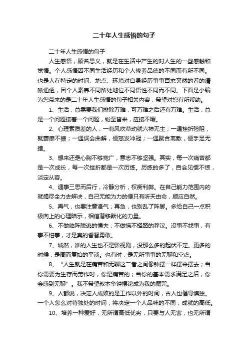 二十年人生感悟的句子
