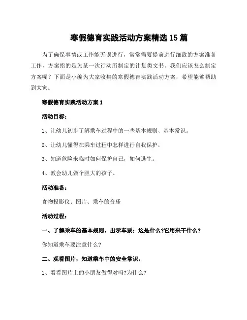 寒假德育实践活动方案15篇