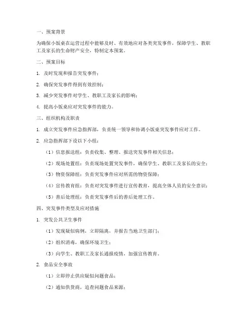小饭桌_突发事件应急预案