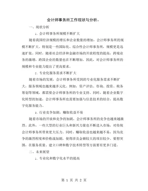 会计师事务所工作现状与分析
