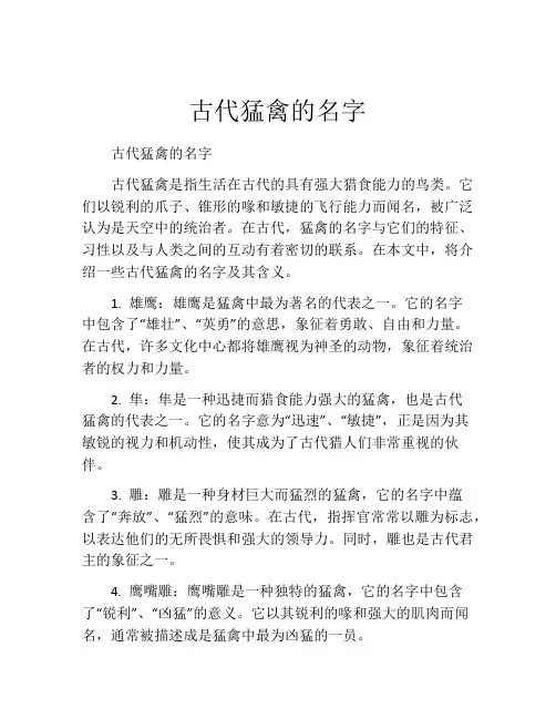古代猛禽的名字