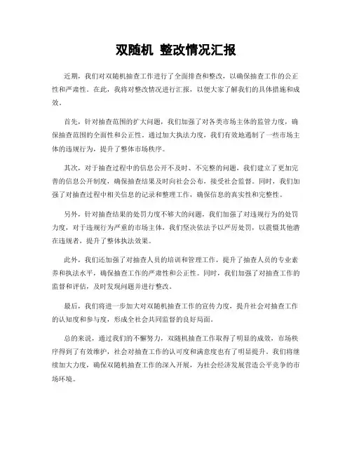 双随机 整改情况汇报