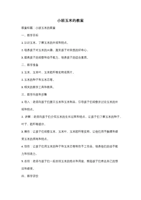 小班玉米的教案