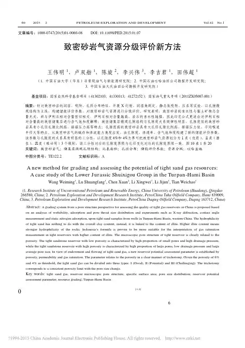 致密砂岩气资源分级评价新方法_以吐哈盆地下侏罗统水西沟群为例_王伟明