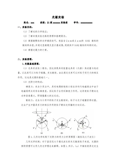 近代物理实验-光镊实验