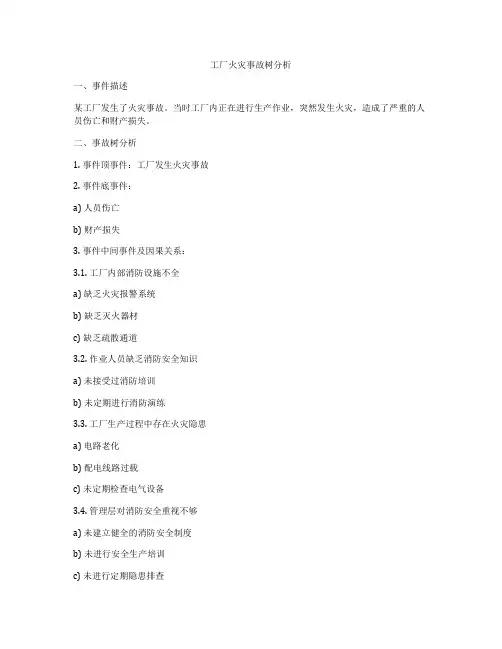 工厂火灾事故树分析