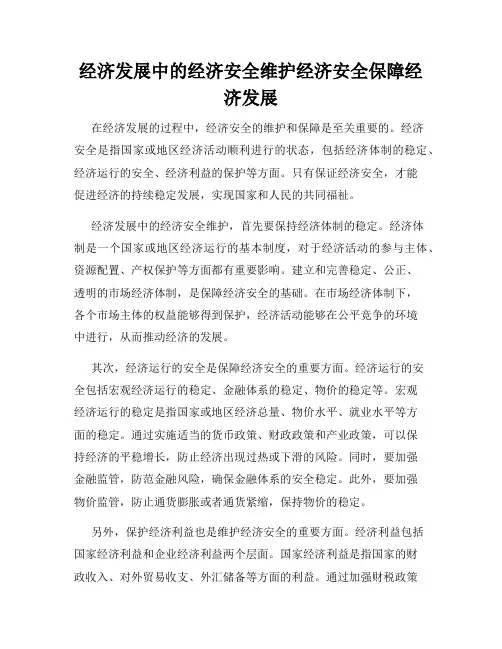 经济发展中的经济安全维护经济安全保障经济发展