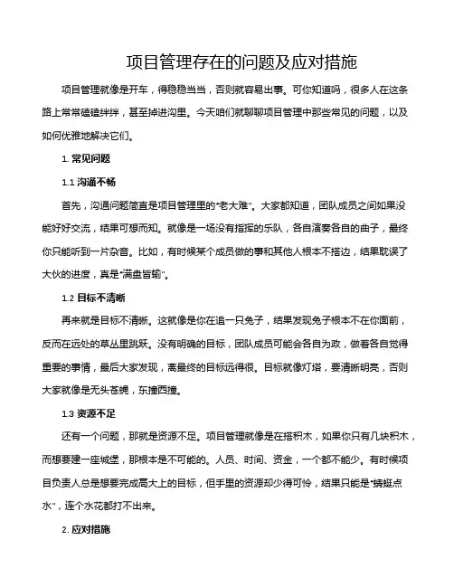 项目管理存在的问题及应对措施