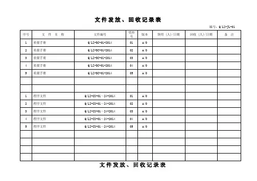 01文件发放、回收记录表