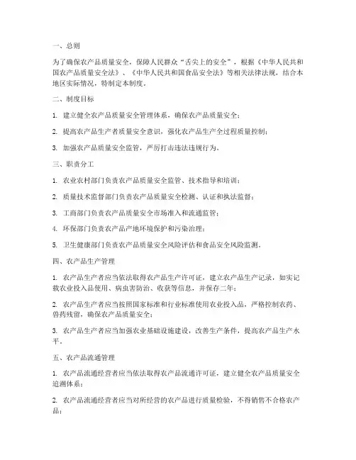 农产质量安全管理制度