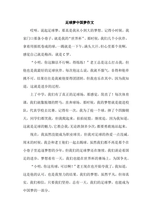 足球梦中国梦作文