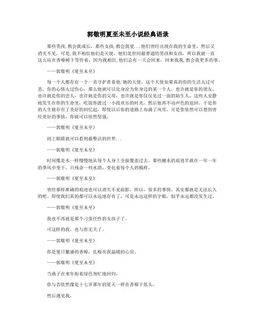 郭敬明夏至未至小说经典语录