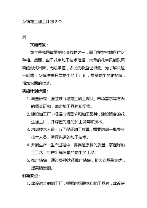 乡镇花生加工计划2个