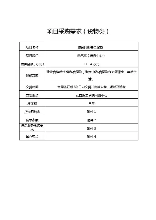 项目采购需求货物类