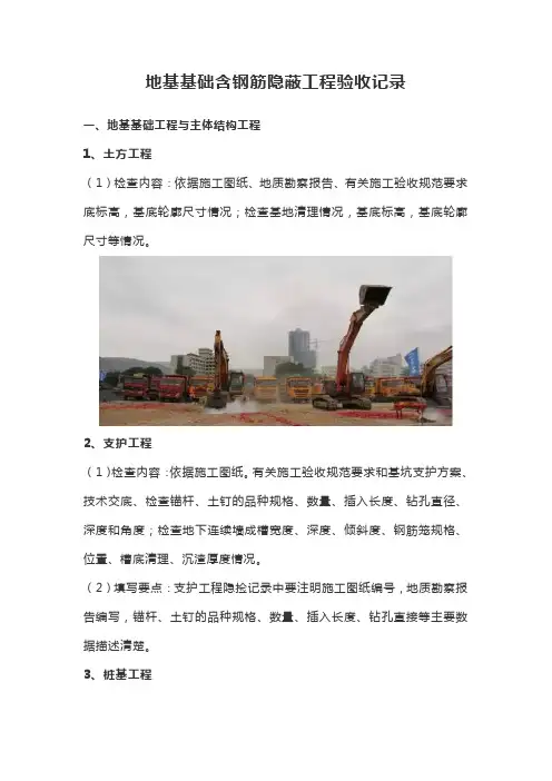 地基基础含钢筋隐蔽工程验收记录