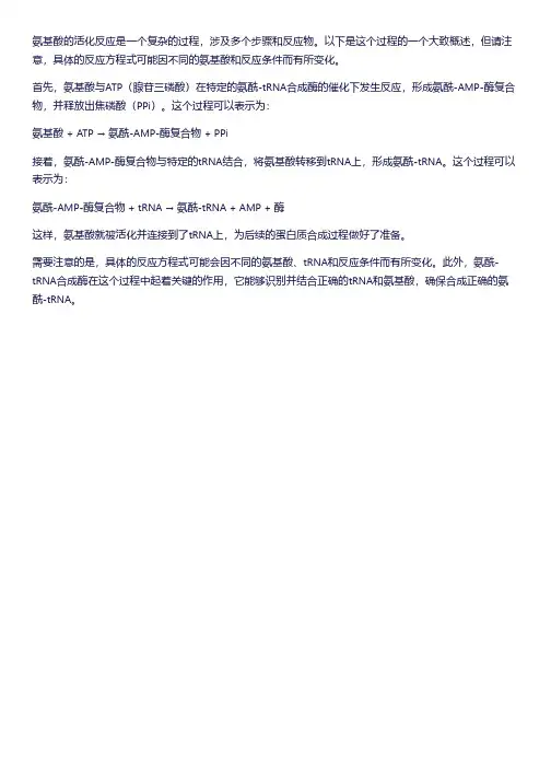 氨基酸的活化反应方程式