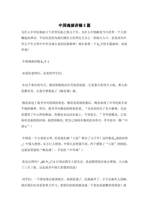 中国魂演讲稿5篇
