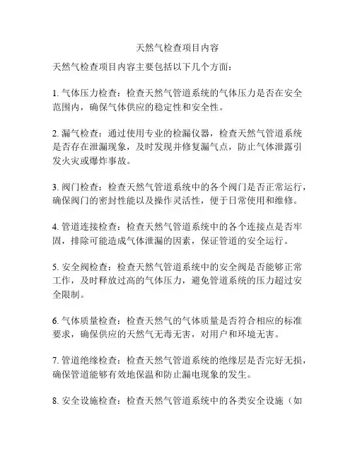 天然气检查项目内容