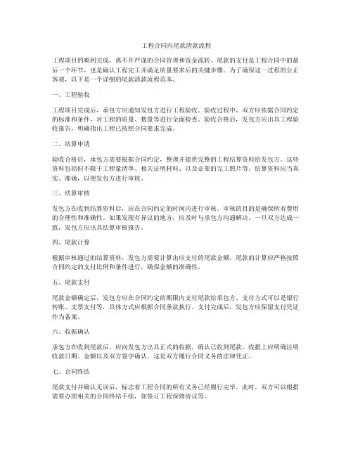 工程合同内尾款清款流程