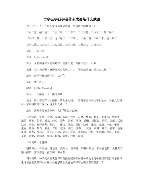二字三字四字是什么成语是什么成语