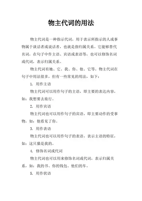 物主代词的用法