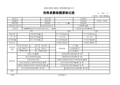 JZ-Ⅳ-JN-001-A传热系数检测原始记录
