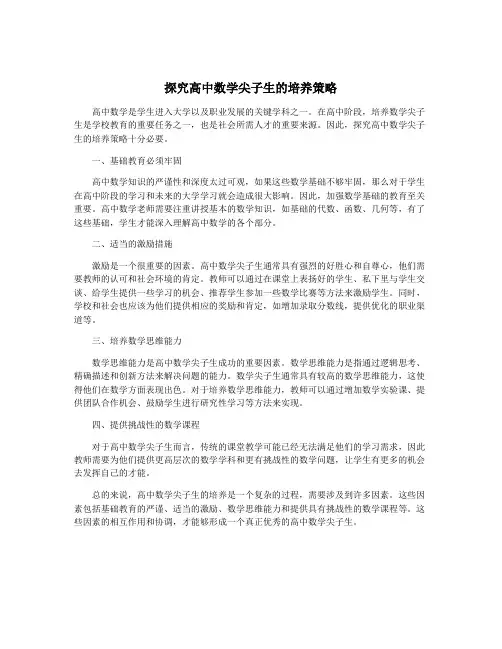 探究高中数学尖子生的培养策略