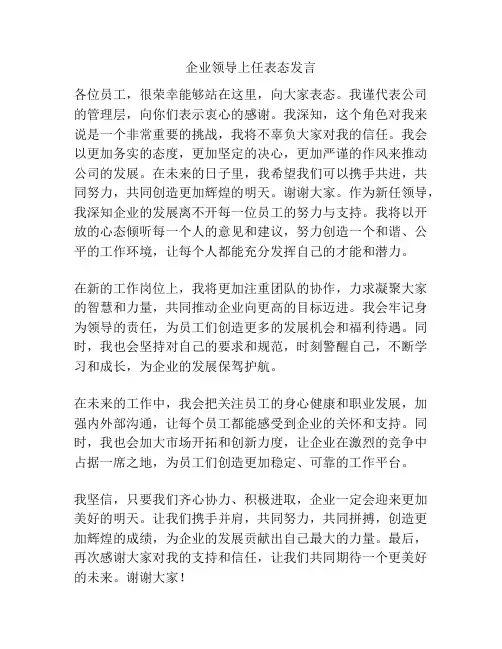 企业领导上任表态发言