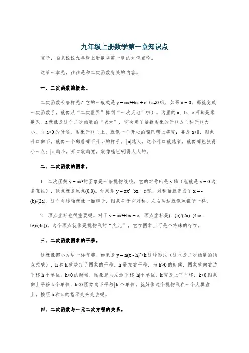 九年级上册数学第一章知识点