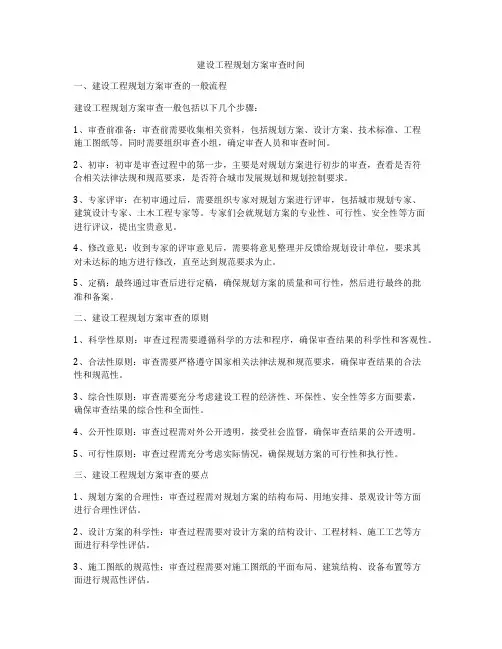 建设工程规划方案审查时间