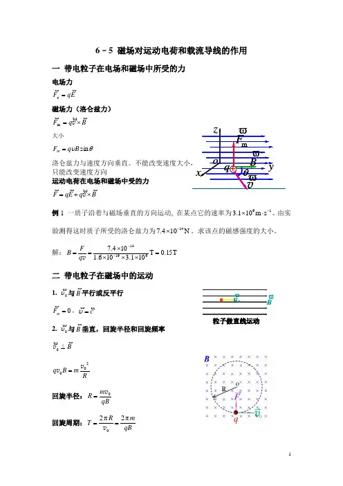 6-5 磁场对运动电荷和载流导线的作用1