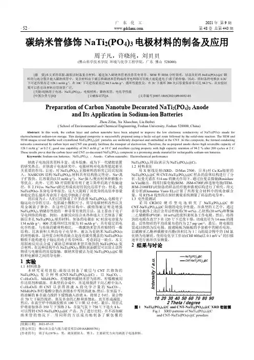 碳纳米管修饰NaTi_(2)(PO_(4))_(3)电极材料的制备及应用