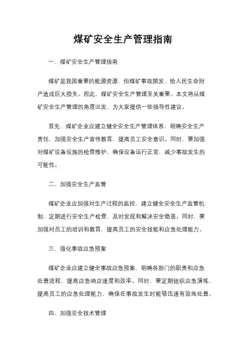 煤矿安全生产管理指南
