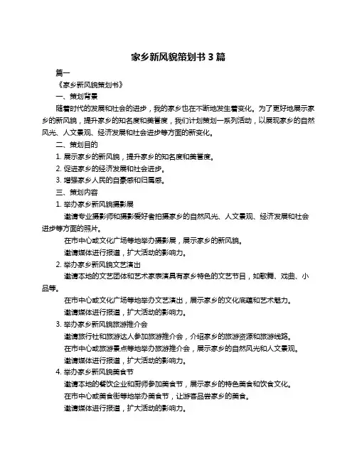 家乡新风貌策划书3篇