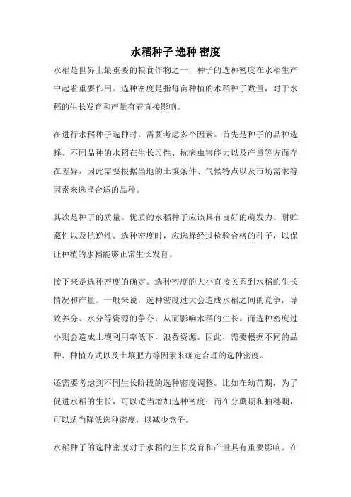 水稻种子 选种 密度