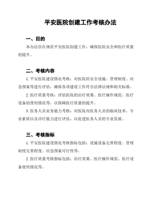 平安医院创建工作考核办法