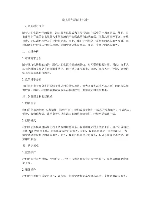 洗衣业创新创业计划书