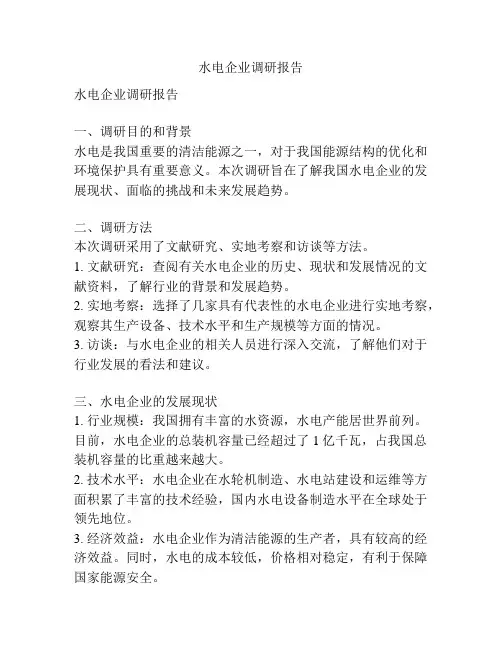 水电企业调研报告