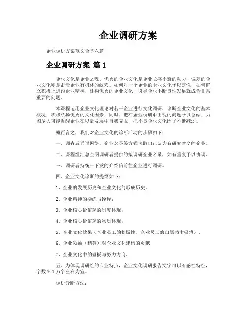 企业调研方案