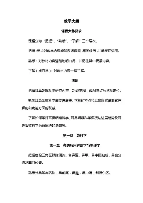 耳鼻咽喉科教学大纲