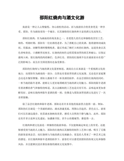 邵阳红烧肉与酒文化游